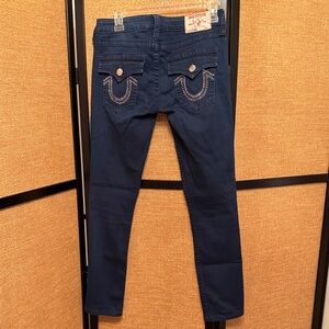 True Religion Navy Skinny Jeans with Embellished Back Pockets